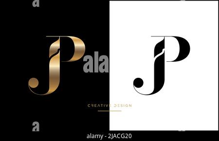 Alphabet Letters PJ or JP icon Logo Stock Vector
