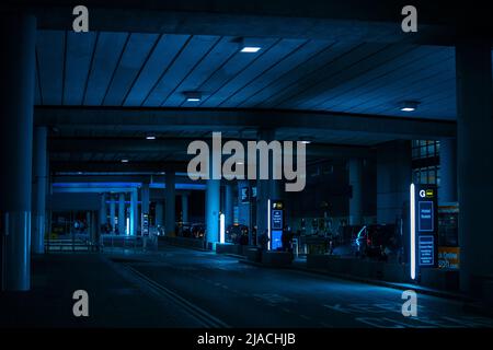 Pick-up area at Terminal 2 in Manchester International Airport, Greater Manchester, United Kingdom. Stock Photo
