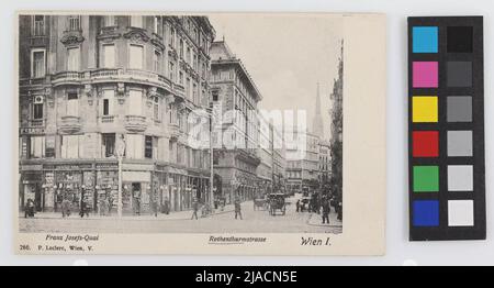 1st, Rotenturmstraße-View from Franz-Josefs-Kai towards Stephasplatz, postcard. P. Leclerc, publishing house Stock Photo
