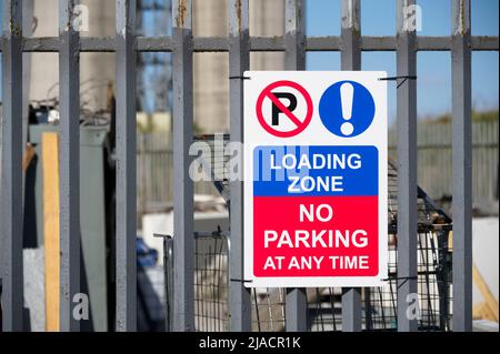 No goods vehicles loading at any time road sign Stock Photo