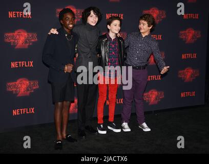 Caleb McLaughlin, Finn Wolfhard, Noah Schnapp, and Gaten Matarazzo Stock Photo