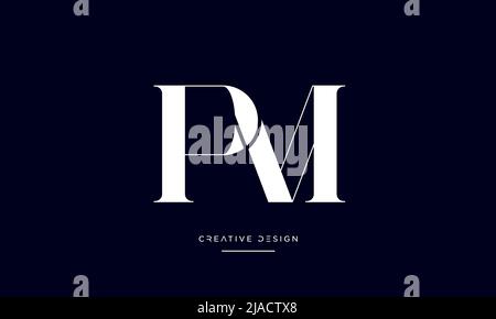 Alphabet Letters PM or MP Abstract icon Logo Monogram Stock Vector