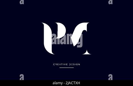 Alphabet Letters PM or MP Abstract icon Logo Monogram Stock Vector