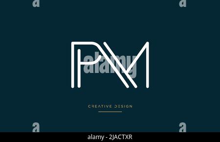 Alphabet Letters PM or MP Abstract icon Logo Monogram Stock Vector