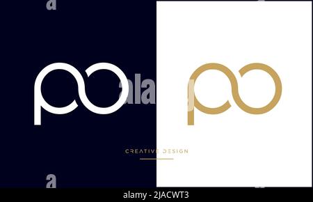 Alphabet Letters PO, OP, P or O Abstract Icon Logo Monogram Stock Vector