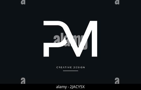 Alphabet Letters PM or MP Abstract icon Logo Monogram Stock Vector
