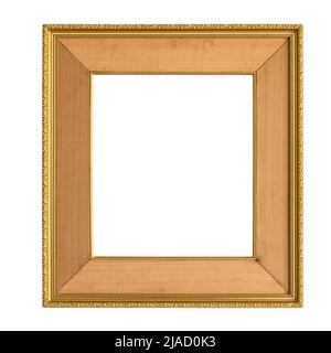 Square decorative golden picture frame isolated on white background with clipping path Stock Photo