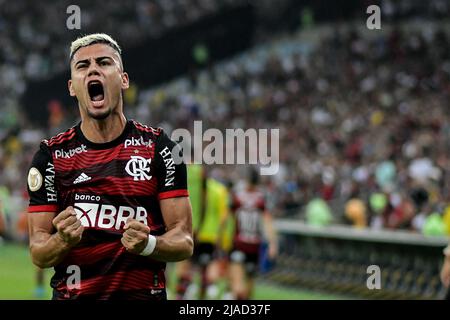 RJ - Rio de Janeiro - 05/29/2022 - BRAZILIAN A 2022, FLUMINENSE X FLAMENGO - Flamengo player Andreas celebrates his goal during a match against Fluminense at the Maracana stadium for the Brazilian A 2022 championship. Photo: Thiago Ribeiro/AGIF/Sipa USA Stock Photo