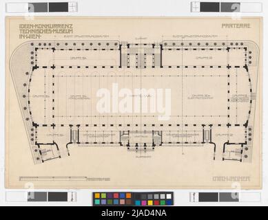 Parterre ". Technical Museum of Industry and Trade, floor plan. Otto Wagner (1841-1918), Architect Stock Photo
