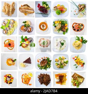 Set of various tasty meals isolated on a white background Stock Photo