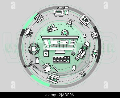 Promo illustration for poster about the profession of a videographer. Stock Vector