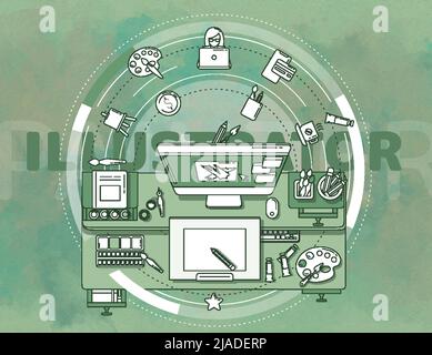 Illustrator - detailed illustration for an advertising poster. Stock Vector