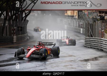 Monte Carlo, Monaco. 29th May, 2022. Ferrari's driver Charles Leclerc competes during the final of the Formula One Grand Prix of Monaco at the Circuit de Monaco in Monte Carlo, Monaco, May 29, 2022. Credit: Qian Jun/Xinhua/Alamy Live News Stock Photo