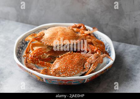 Close up of Streamed Blue Crabs Sand Crab, Popular as Flower Crab Stock Photo