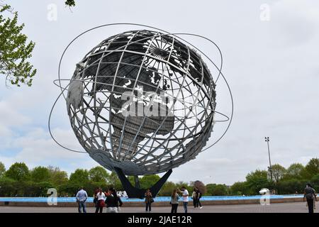 Corona, Queens, New York, USA - May 14, 2022- The Unisphere in the Flushing Meadows Corona Park. Stock Photo