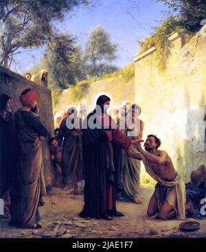 Healing of the Blind Man by Jesus Christ by Carl Bloch Stock Photo
