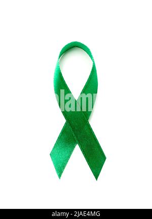 Top View Of Emerald Green Ribbon On Dark Wood Background Liver Cancer  Awareness Concept High-Res Stock Photo - Getty Images