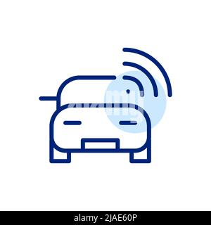 Autonomous self-driving car. Pixel perfect, editable stroke line icon Stock Vector