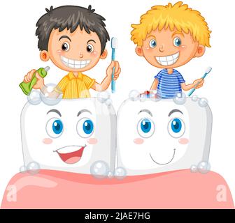 Group of children cleaning teeth illustration Stock Vector Image & Art ...