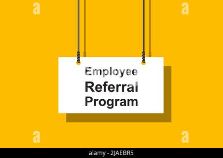 Employee referral program hanging sign vector human resource management concept for flyers, banners, presentations and posters. Stock Vector