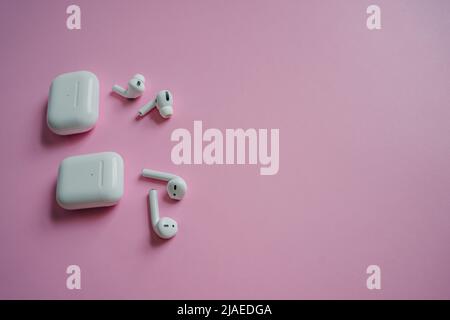 New Airpods 2019-2020 pro on black background Stock Photo