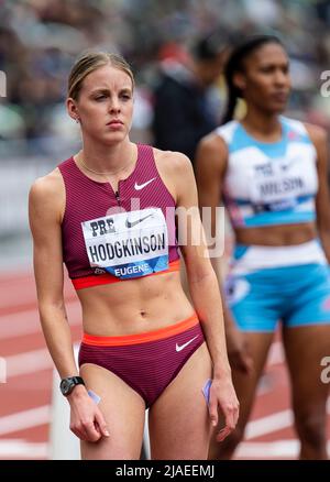 May 28, 2022 Eugene OR USA Keely Hodgkinson waits for the start of the 800 meters during the Nike Prefontaine Classic at Hayward Field Eugene, OR Thurman James/CSM Stock Photo