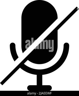 Simple microphone mute icon. Editable vector. Stock Vector