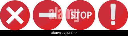 Icon set that represents warning, regulation, danger and attention. Editable vector. Stock Vector