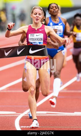 May 28, 2022 Eugene OR USA Keely Hodgkinson wins the 800 meters race. during the Nike Prefontaine Classic at Hayward Field Eugene, OR Thurman James/CSM Stock Photo