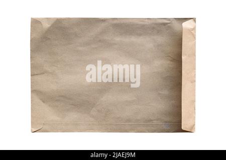 Brown paper envelope isolated on white background. Object with clipping path Stock Photo
