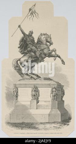 William the Conqueror. - Equestrian statue by Mr. Louis Rochet, inaugurated in Falaise on October 26, 1851. '. Reiterstandbild von Wilhelm I. (Der Eroberer) in Falaise, Frankreich (Aus' illustration, universal newspaper '). After: Ange-Louis Janet (Auch Janet-Lange) (1811—1872), photographer Stock Photo