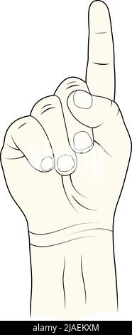 Index finger up, gesture, Gesture raised index finger Wahhabism Islam Stock Vector