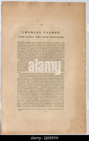 CHARLES TALBOT, LORD TALBOT, LORD HIGH CHANCELLOR:'. Biografie von Charles Talbot, 1. Baron Talbot of Hensol, Lord Chancellor von Großbritannien (aus 'The heads of illustrious persons of Great Britain'). Thomas Birch (1705—1766), Auteur Stock Photo