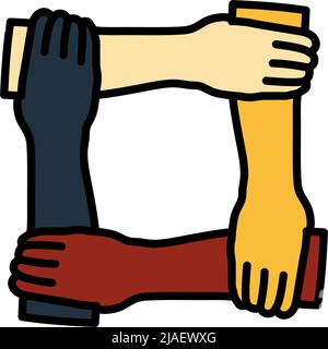 Icon Of Crossed Hands. Editable Bold Outline With Color Fill Design. Vector Illustration. Stock Vector