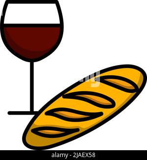 Easter Wine And Bread Icon. Editable Bold Outline With Color Fill Design. Vector Illustration. Stock Vector