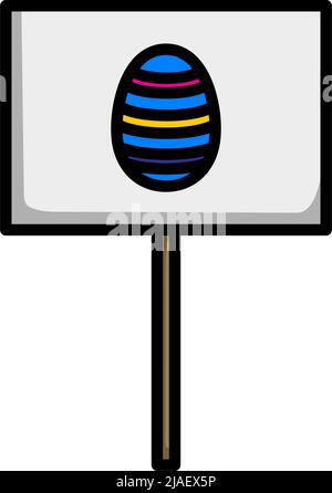 Easter Pointer With Egg Icon. Editable Bold Outline With Color Fill Design. Vector Illustration. Stock Vector