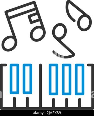 Icon Of Piano Keyboard. Editable Bold Outline With Color Fill Design. Vector Illustration. Stock Vector