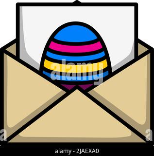Envelop With Easter Egg Icon. Editable Bold Outline With Color Fill Design. Vector Illustration. Stock Vector