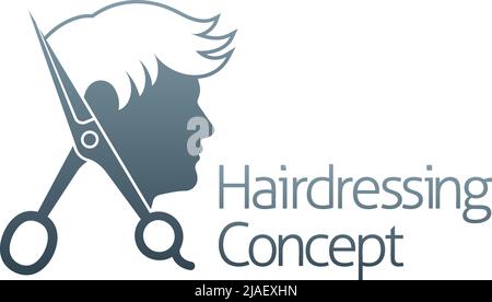 Man Head Hairdresser Barbershop Hair Salon Icon Stock Vector