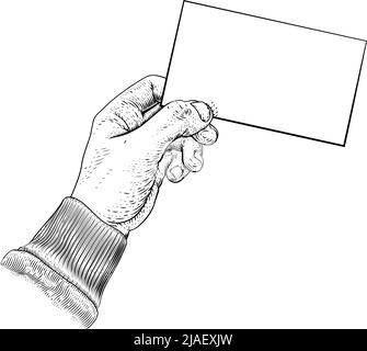 Hand Holding Business Card Letter Message Flyer Stock Vector