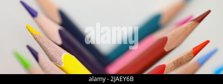 Big assortment of sharpened crayons Stock Photo