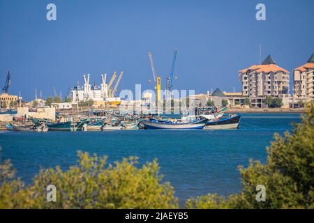 Nice View to the Blue Water Port in the Massawa Stock Photo