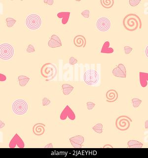 Pink geometric pattern on pale yellow background. Stock Vector
