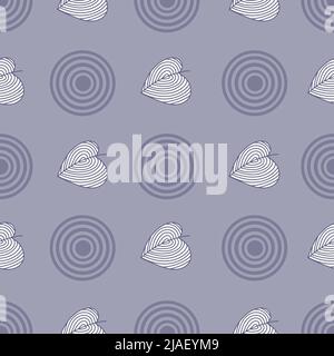 Leaves and spiral monochromatic violet seamless pattern. Stock Vector