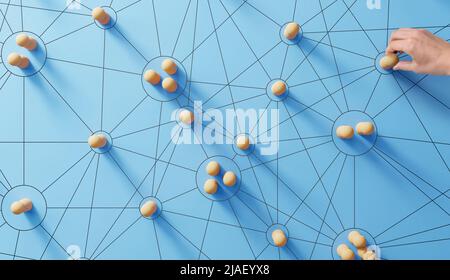 Social media networking. Network with members connected with each other. Group of people. Communication, teamwork, community, society. Abstract concep Stock Photo