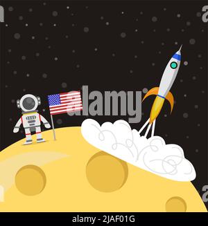 astronaut and Space ship vector Stock Vector