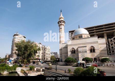 Damascus, Syria - May, 2022: Public Square (Al Marjeh Square), street scene in city center of Damascus
