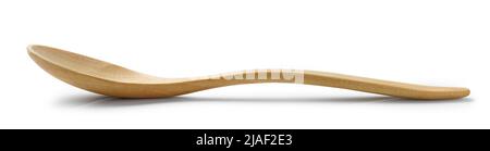 new empty wooden spoon isolated on white background, front view Stock Photo