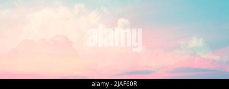 Pink and blue sky with the white clouds Stock Photo