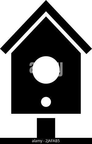 Wooden Birdhouse, Roof Pet Bird House. Flat Vector Icon illustration. Simple black symbol on white background. Wooden Birdhouse, Roof Pet Bird House s Stock Vector